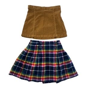 Girls 2 Pc Skirt Bundle Crewcuts Corduroy Skirt Mini Boden Plaid Wool Blend 7 8